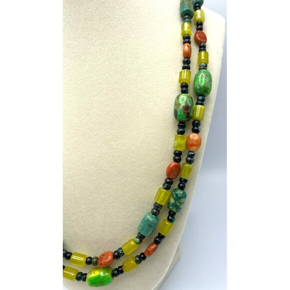 Jay King Mine Finds Southwest Necklace Green Blue Turquoise Red Coral Serpentine - Picture 5 of 7